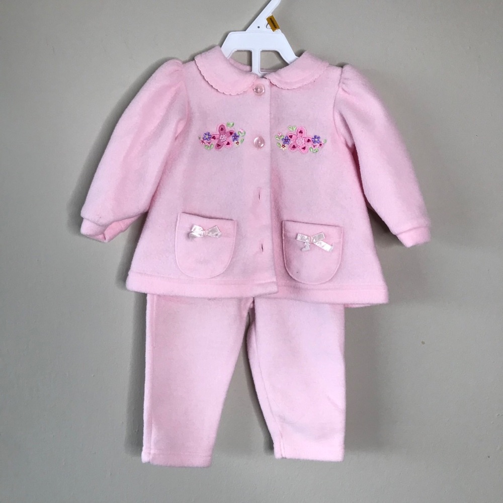 Little Lindsey Girl's Jacket Pants Set Fleece Pink